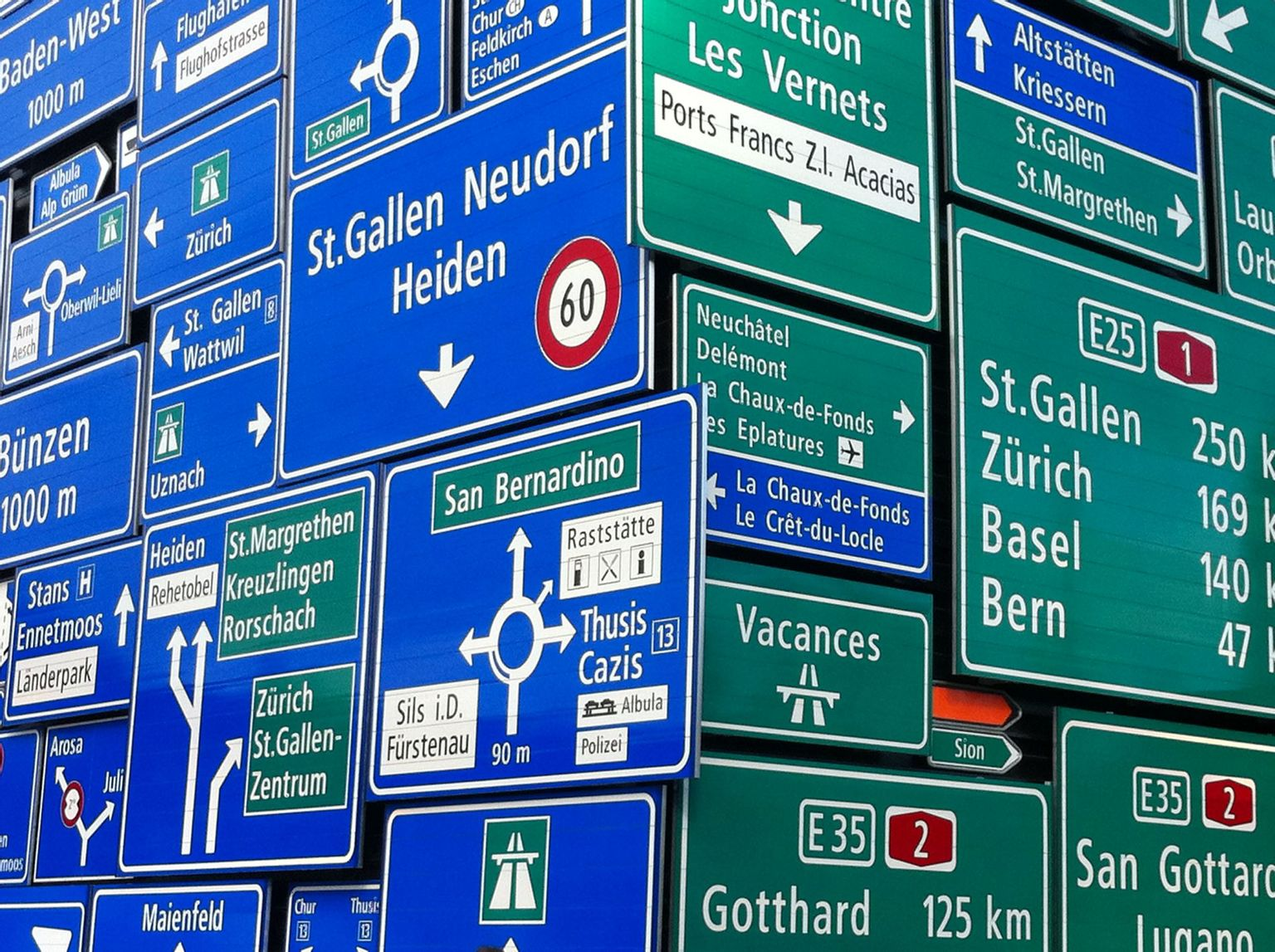 Signalisation routière suisse pour illustrer la liste des signaux OSR